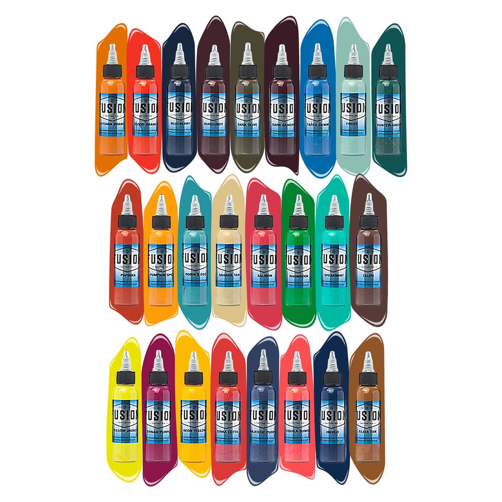 25 Color Professional Fusion Tattoo Ink Set - Vibrant, Long-Lasting Body Art Pigments for Tattoo Artists & Beginners - Perfect for Tattooing, Permanent Makeup & Cosmetic Procedures