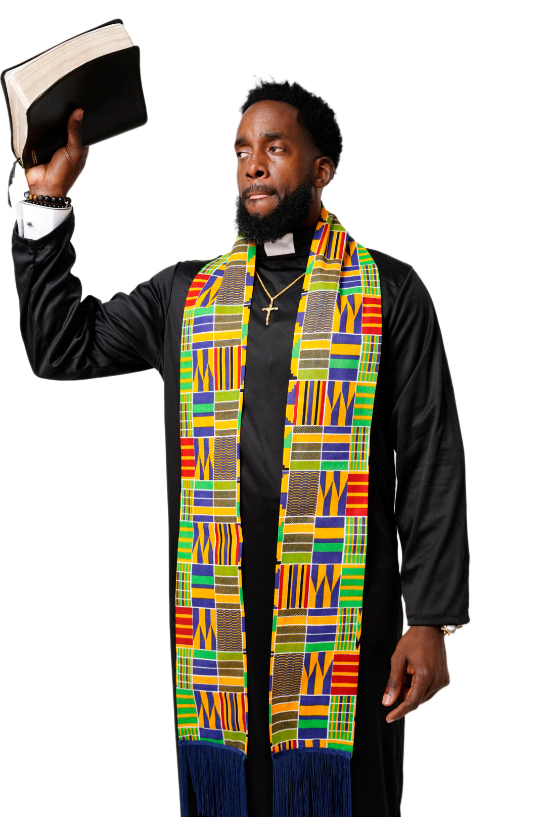 Dupsie's Ahenfo Kente African Print Sash with Fringes DPC4075S - Traditional Ghanaian Waist Wrap for Weddings, Cultural Events & African Fashion Shows