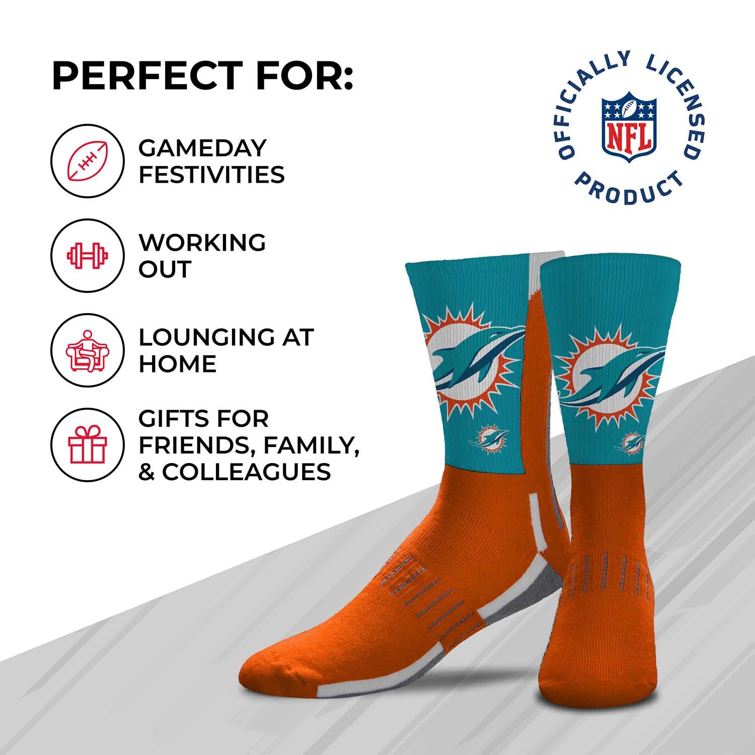 NFL Team Logo Adult Crew Socks for Men - Machine Washable Football Socks for Warm & Cold Weather - Comfortable Game Day Socks for Fans & Players - Perfect for Football Games, Tailgating and Sports Enthusiasts