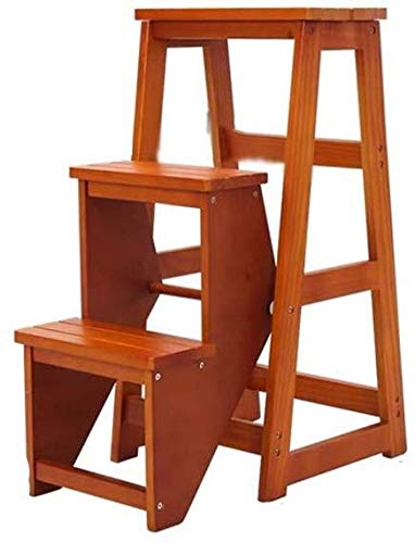 3-Tier Solid Wood Folding Step Stool for Kitchen, Home - Multifunctional Ladder Stool for Indoor Use, Climbing, Storage & Decor