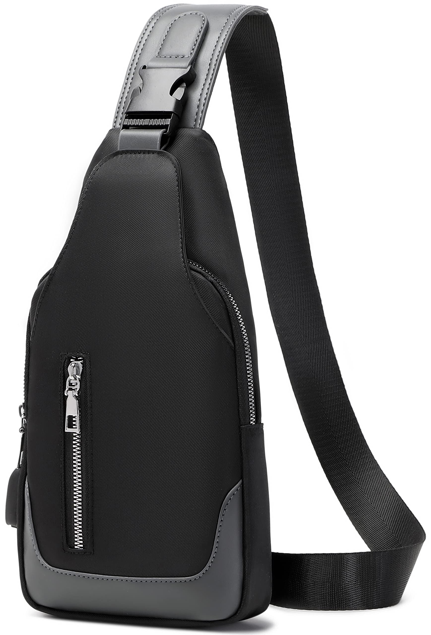 Hap Taa Men's Crossbody Sling Bag - Waterproof Chest Messenger Shoulder Bag with Adjustable Strap - Lightweight Travel Backpack for Hiking, Gym, Work & Daily Use (Black)