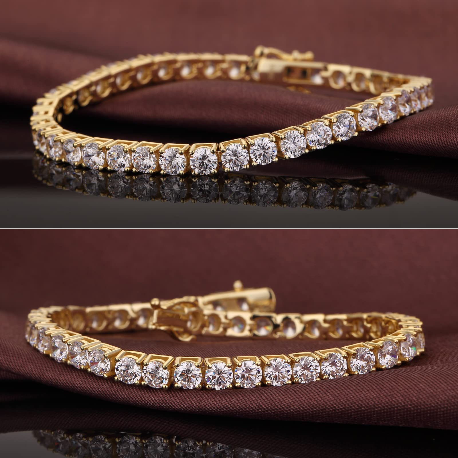 Elegant Rhodium Plated 925 Sterling Silver Cubic Zirconia Tennis Bracelet for Women | Sparkling Deluxe Jewelry Gift for Mom, Wife, Girlfriend | Perfect for Weddings, Anniversaries & Special Occasions