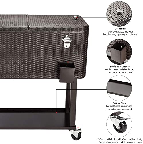 JOYBASE 80 Quart Rolling Cooler with Wheels - Heavy Duty Portable Ice Chest for Camping, Beach, Tailgating & Outdoor Adventures