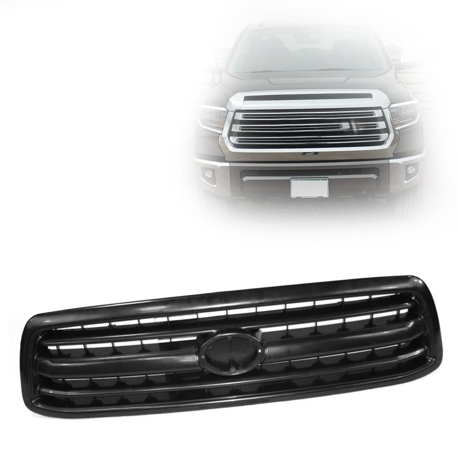 Perfit Liner Front Black Grille Grill With Emblem Provision - Compatible With 2000-2002 TOYOTA Tundra Pickup Truck (Part# TO1200226 531000C010) - Upgrade Your Truck's Style for Off-Roading & Daily Driving