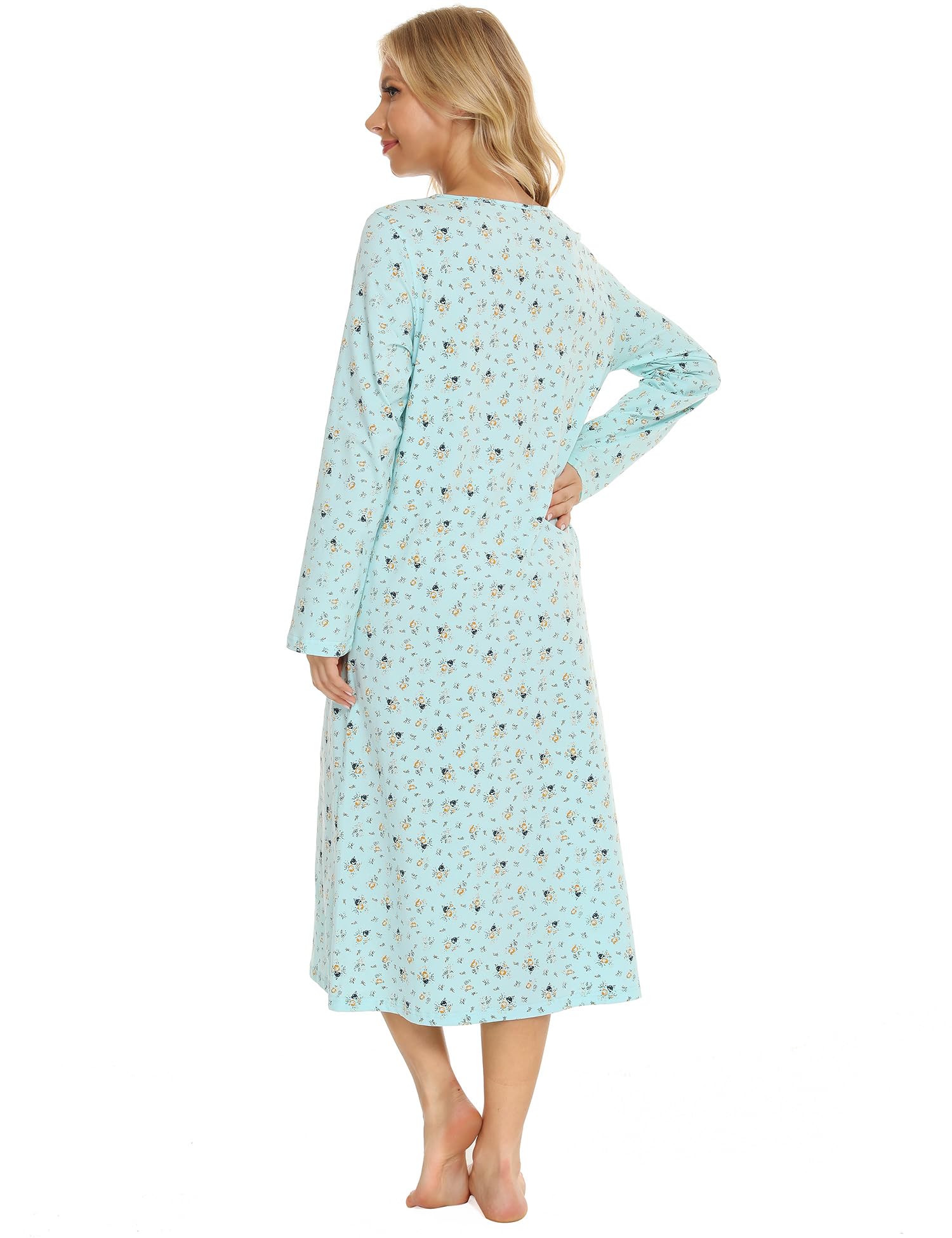 Bloggerlove Women's Soft 100% Cotton Nightgowns - Short & Long Sleeve Comfy Sleepwear House Dress (Sizes S-3XL) | Perfect for Relaxing at Home, Lounging & Sleeping