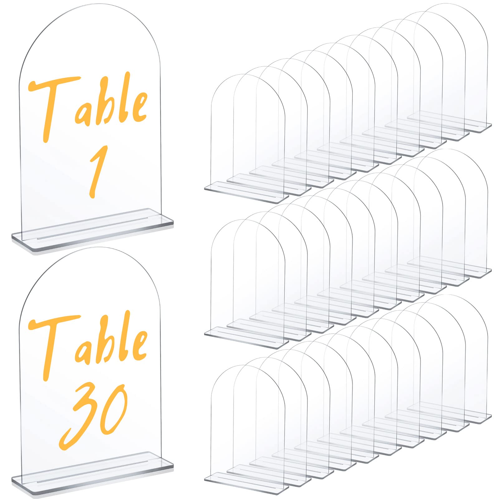 10 Pack 5x7 Inch Clear Acrylic Arch Table Numbers with Stand - DIY Blank Wedding Table Signs for Reception, Office Party, Catering, Menu & Bar List Displays - Perfect for Events, Restaurants & Home Decor