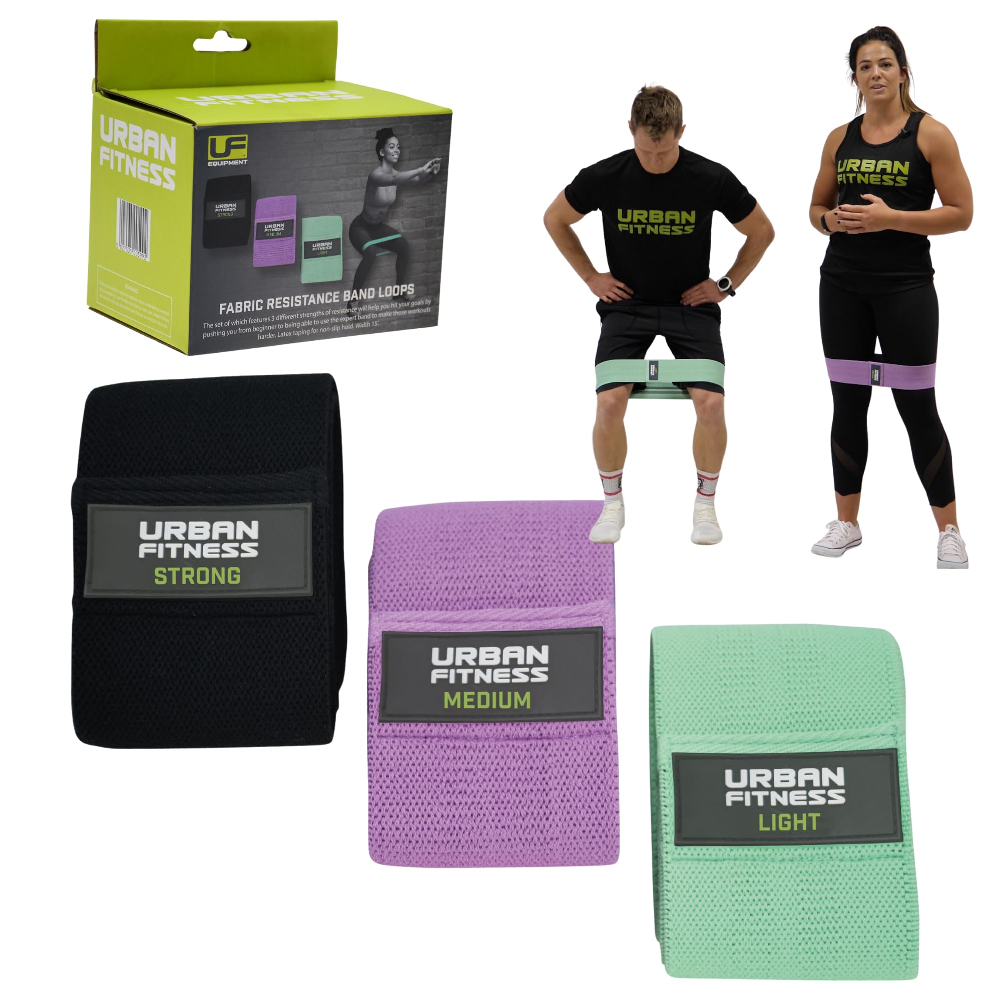 Premium Fabric Resistance Band Loop Set (3-Pack) - 15 Inch Exercise Bands for Strength Training, Yoga, Pilates & Home Workouts - Ideal for Toning, Stretching & Physical Therapy