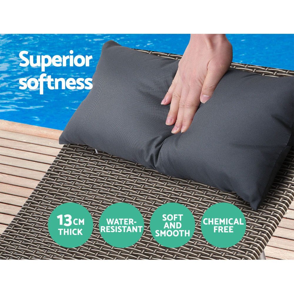 Premium Bianca Outdoor Sun Lounger Chair with Adjustable Headrest & Cushion - Waterproof Grey Patio Furniture for Poolside, Beach & Backyard Relaxation