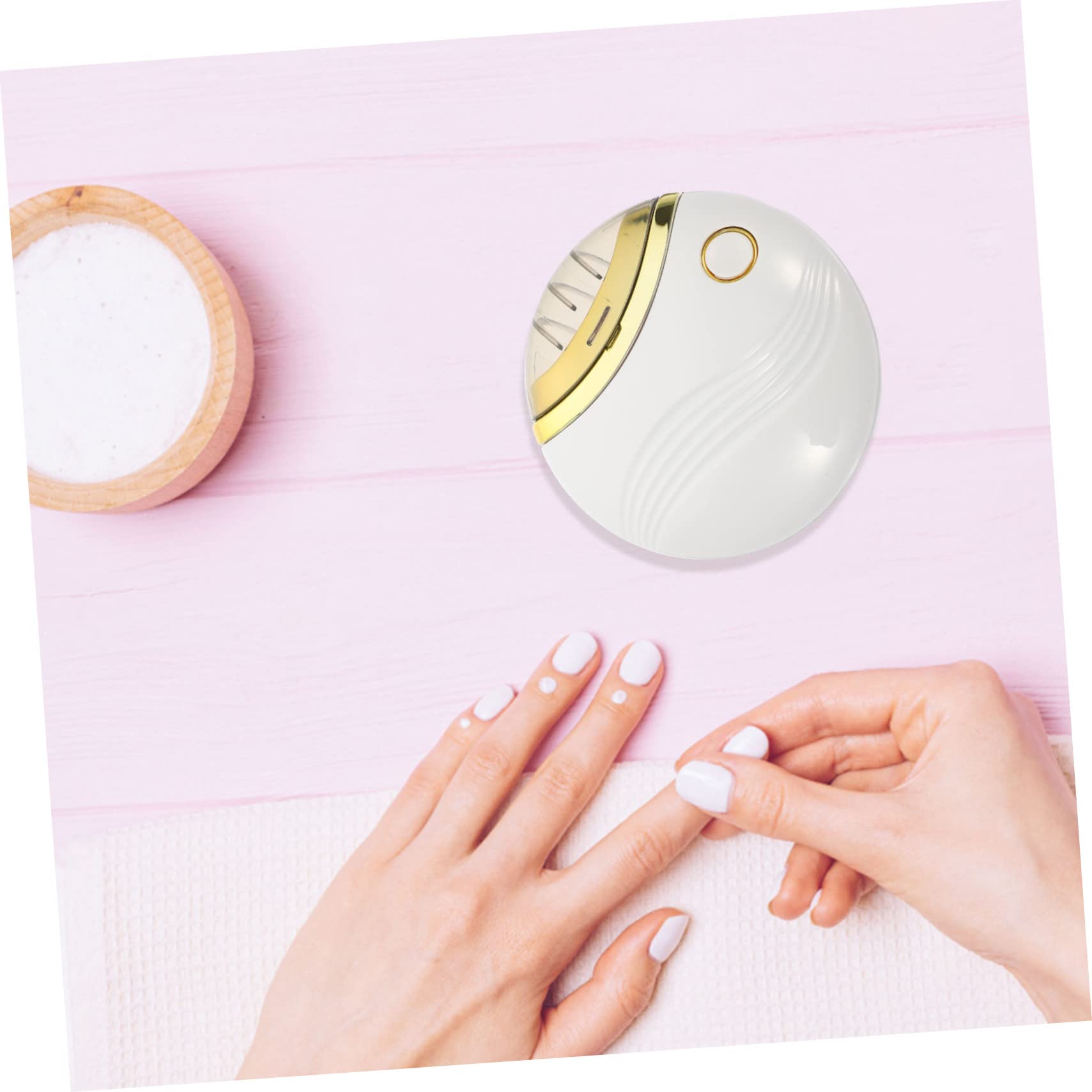 FRCOLOR White Electric Nail Trimmer - Rechargeable Nail Clipper for Toenails & Fingernails - Portable Nail Care Kit with 3 Grinding Heads - Perfect for Home, Travel & Salon Use