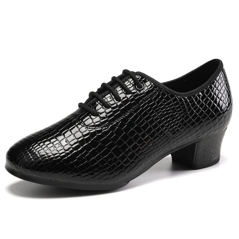 JUODVMP Women's Leather Ballroom Dance Shoes - Lace-Up Latin, Modern & Salsa Dance Shoes for Practice, Teaching & Performance (STW Model) | Perfect for Dance Classes, Competitions & Social Dancing