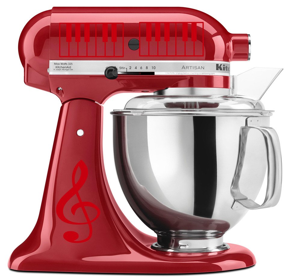Treble Clef & Piano Keys Vinyl Decal Set for KitchenAid Mixers - Red Music Theme Stickers for Baking Enthusiasts - Perfect for Home Kitchen Decor & Gift Ideas