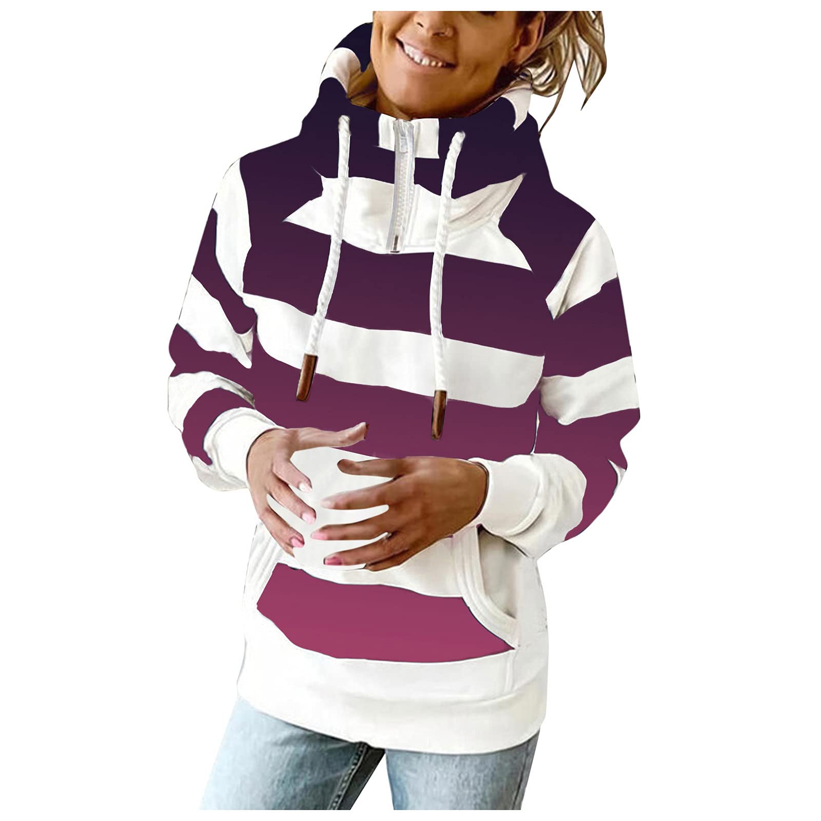 Women's Winter Hoodies - Long Sleeve Warm Fashion Pullover Sweatshirt with Print | Cozy Casual Wear for Cold Weather, Outdoor Activities & Lounge