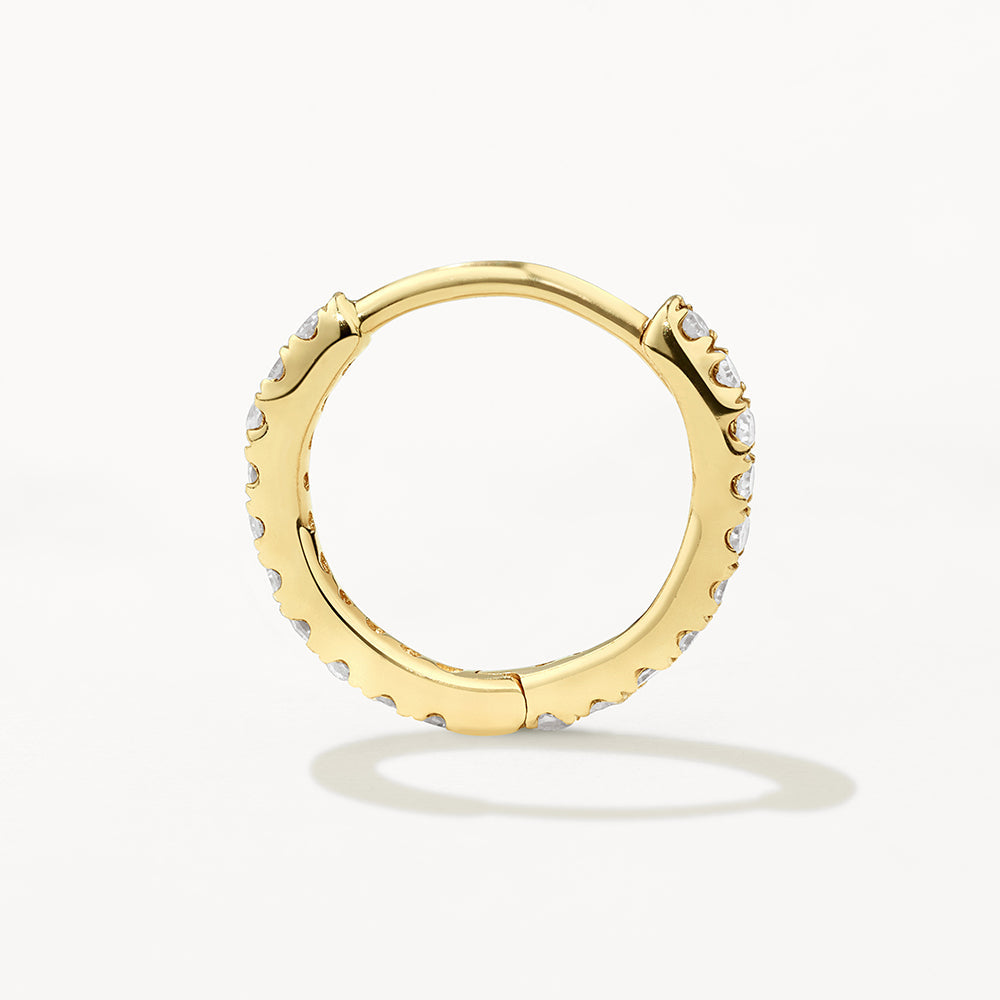 10k Gold Diamond Huggie Single Earring - Minimalist Dainty Hoop Earrings for Women, Perfect for Everyday Wear & Special Occasions