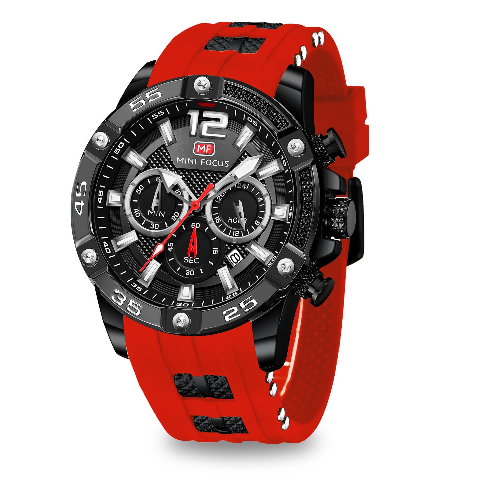 **Mini Focus Men's Watches - Stylish Casual Chronograph Wristwatch with Waterproof, Luminous, Calendar & 24-Hour Features - Silicone Band Fashion Watch for Men - Perfect for Daily Wear, Outdoor Activities & Gifts**