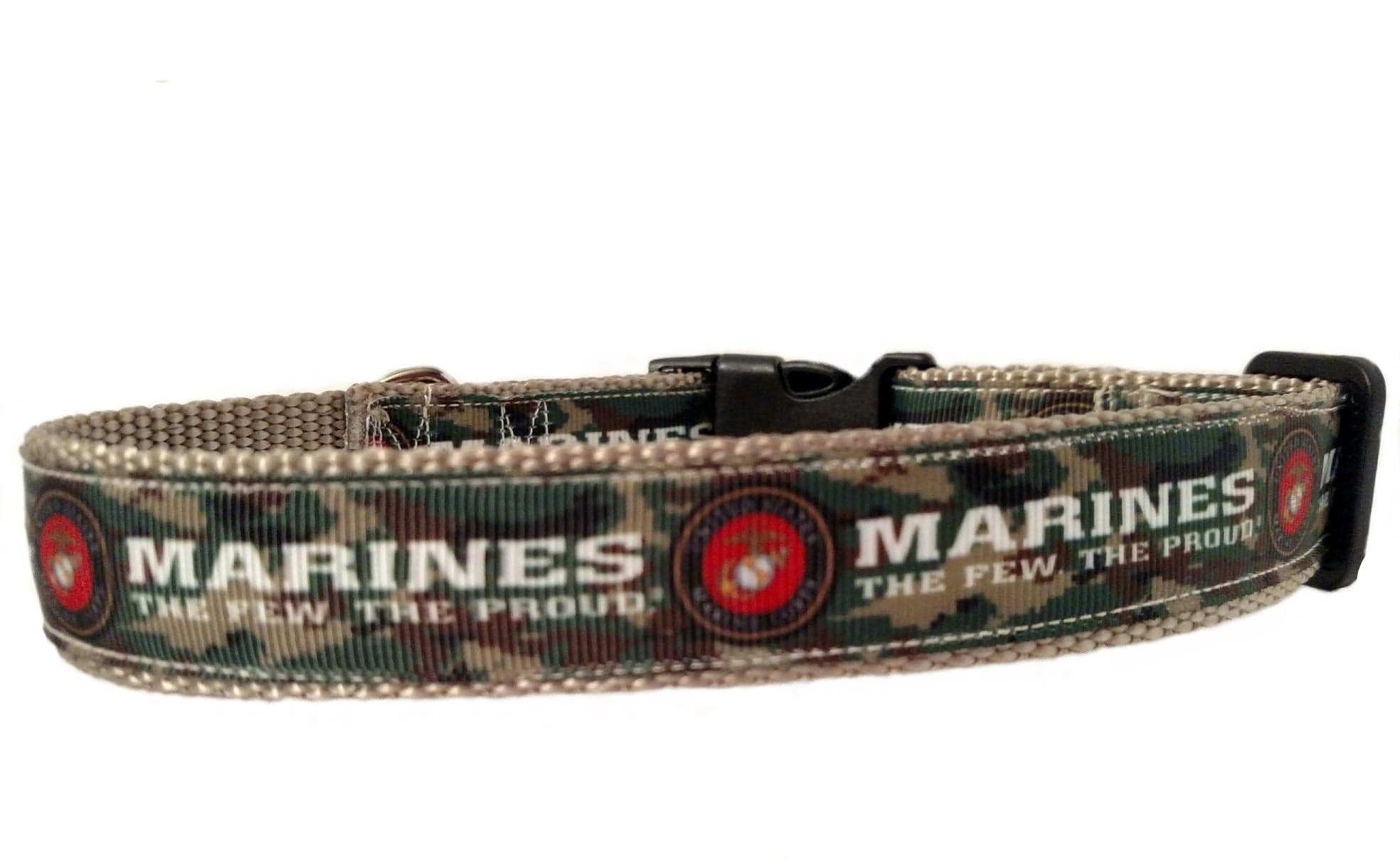 **USMC Marine Corps Embroidered Dog Collar - Heavy Duty Nylon Military Dog Collar for Large Dogs - Perfect for Training, Hiking & Outdoor Adventures**