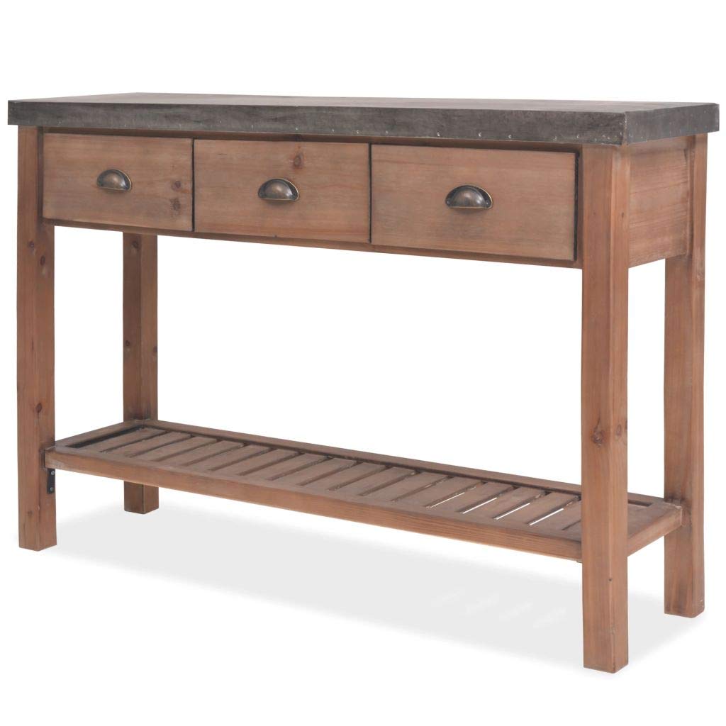 Rustic Solid Fir Wood Console Table 48