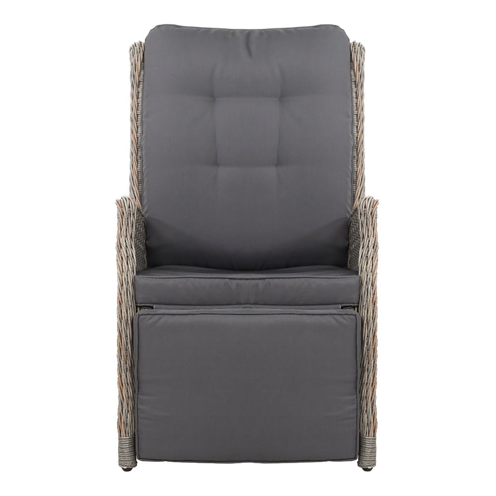 Elara Outdoor Recliner Patio Chair - Grey - Adjustable Lounge Chair for Backyard, Poolside & Garden Relaxation - Weather-Resistant & Comfortable