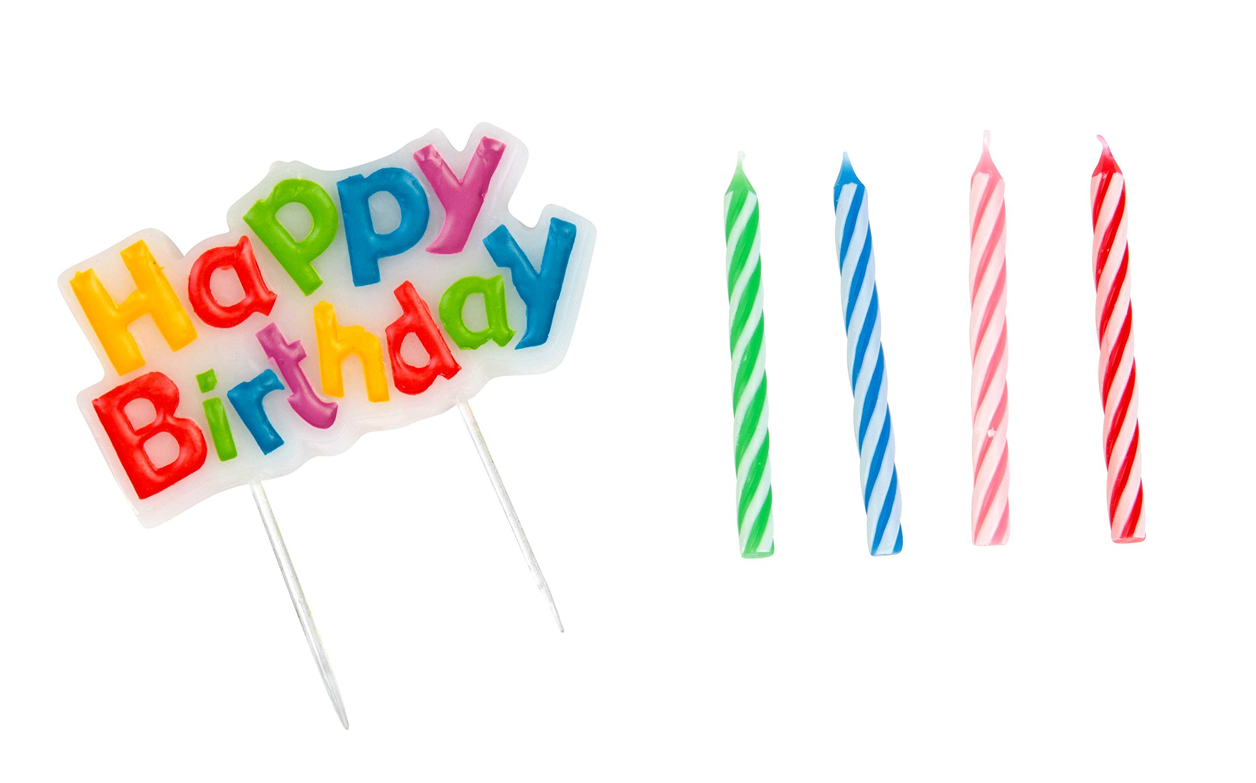 Unique Happy Birthday and Spiral Candles Set of 20 - Decorative Cake Candles for Birthday Parties, Weddings & Celebrations - Premium Quality Candles for Cakes, Cupcakes & Desserts