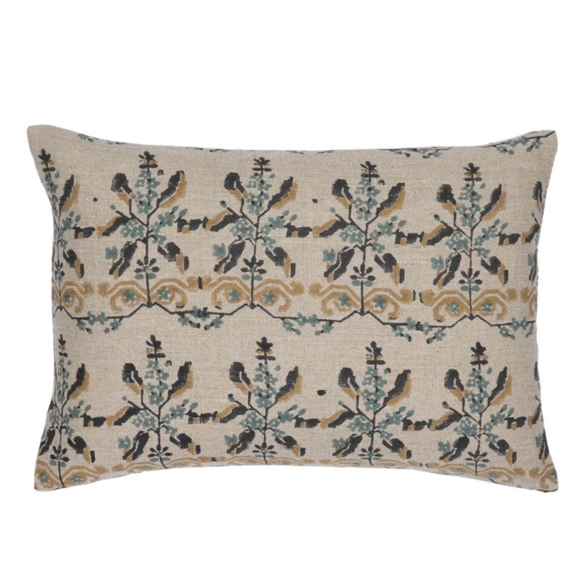 Blue and Yellow Aarti Pillow Cover - Decorative Cushion Case for Living Room, Bedroom, or Home Decor