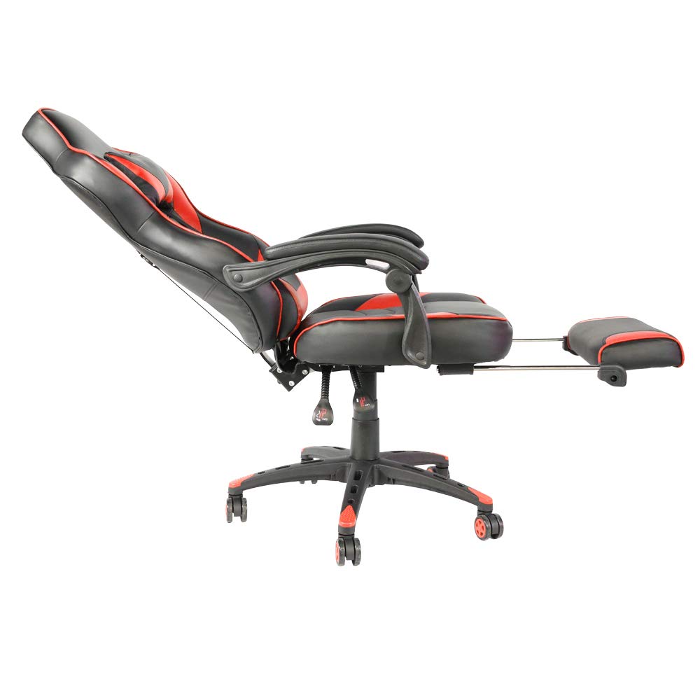 Goujxcy Racing Gaming Chair - Ergonomic High-Back C-Type Foldable Nylon Footrest Computer Desk Office Chair for PC Gaming, Work & Home Use