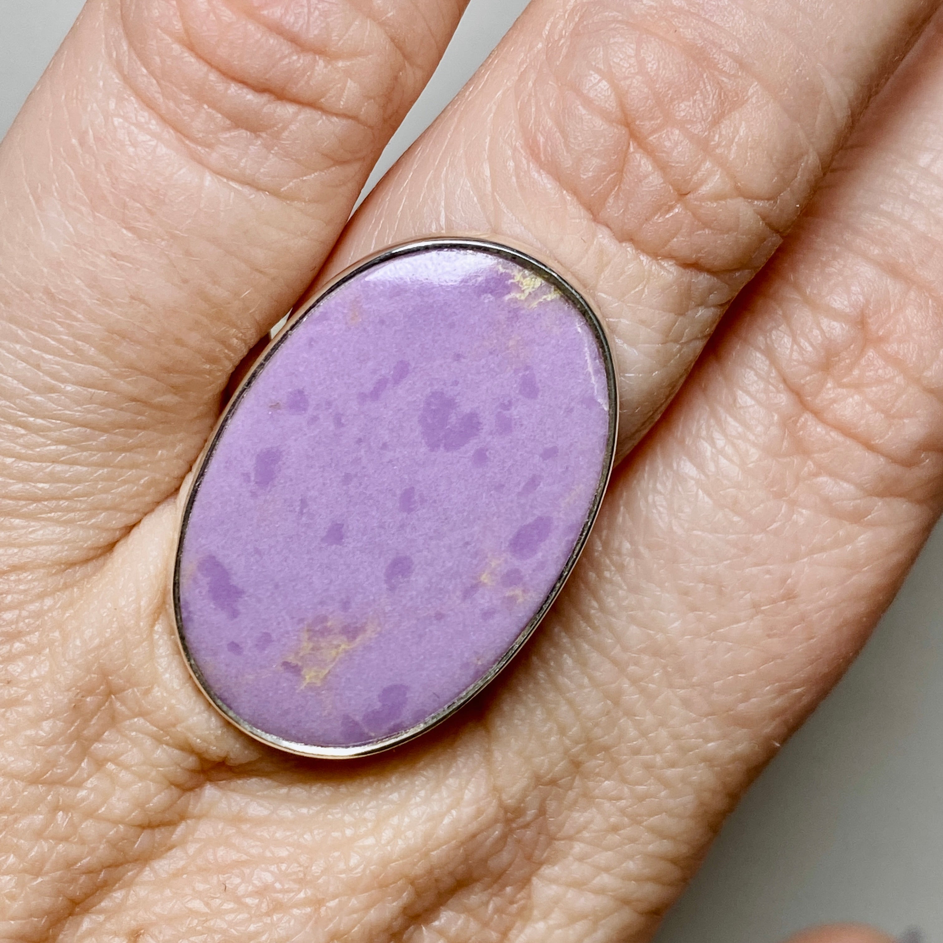 Natural Phosphosiderite Oval Cabochon Ring - Adjustable Size R5000PPD - Handmade Gemstone Jewelry for Women - Perfect for Everyday Wear, Gift Giving & Spiritual Healing