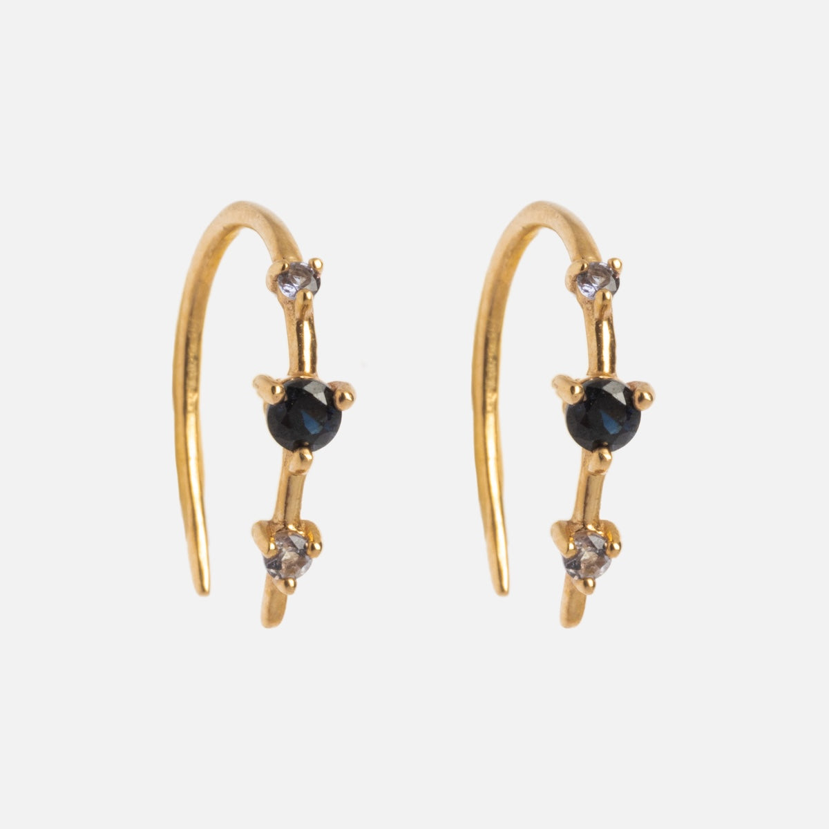 Solid Gold Ombre Birthstone Ear Huggers - Dainty Huggie Hoop Earrings for Women - Perfect Gift for Birthday, Anniversary & Everyday Wear