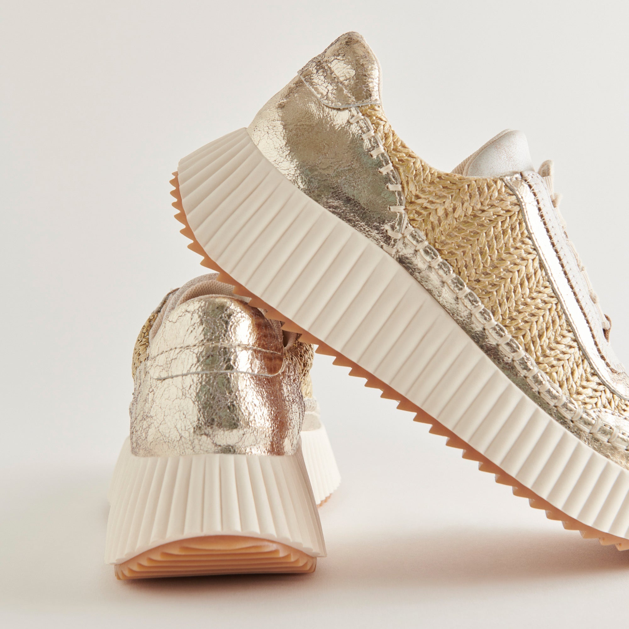 DOLEN Gold Knit Sneakers for Women - Comfortable Lightweight Walking Shoes | Perfect for Running, Gym, and Casual Wear