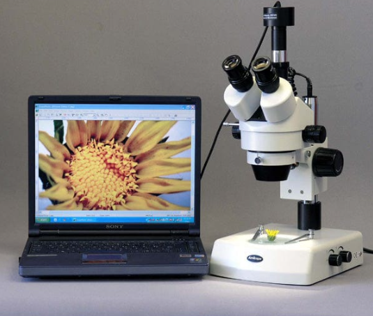 Amscope SM 2TX 3.5X-45X Trinocular Stereo Zoom Microscope with Dual Halogen Lights | Professional Lab & Jewelry Inspection | Ideal for Research, Education & Hobbyists