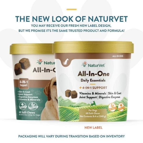 NaturVet All-In-One Soft Chews for Dogs - Joint Support, Skin & Coat, Digestion & Immune Health - Tasty Daily Supplement for Small & Large Breeds - Perfect for Active Dogs & Senior Pets