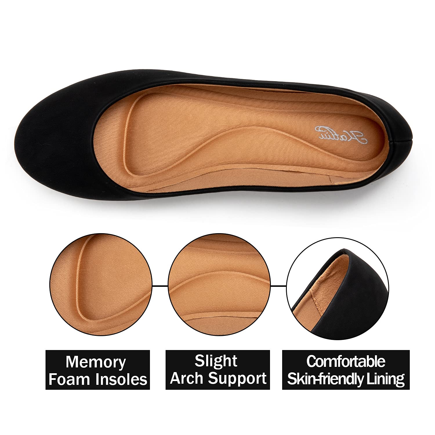Katliu Women's Comfortable Round Toe Ballet Flats - Slip On Walking Shoes for Work, Travel & Everyday Wear