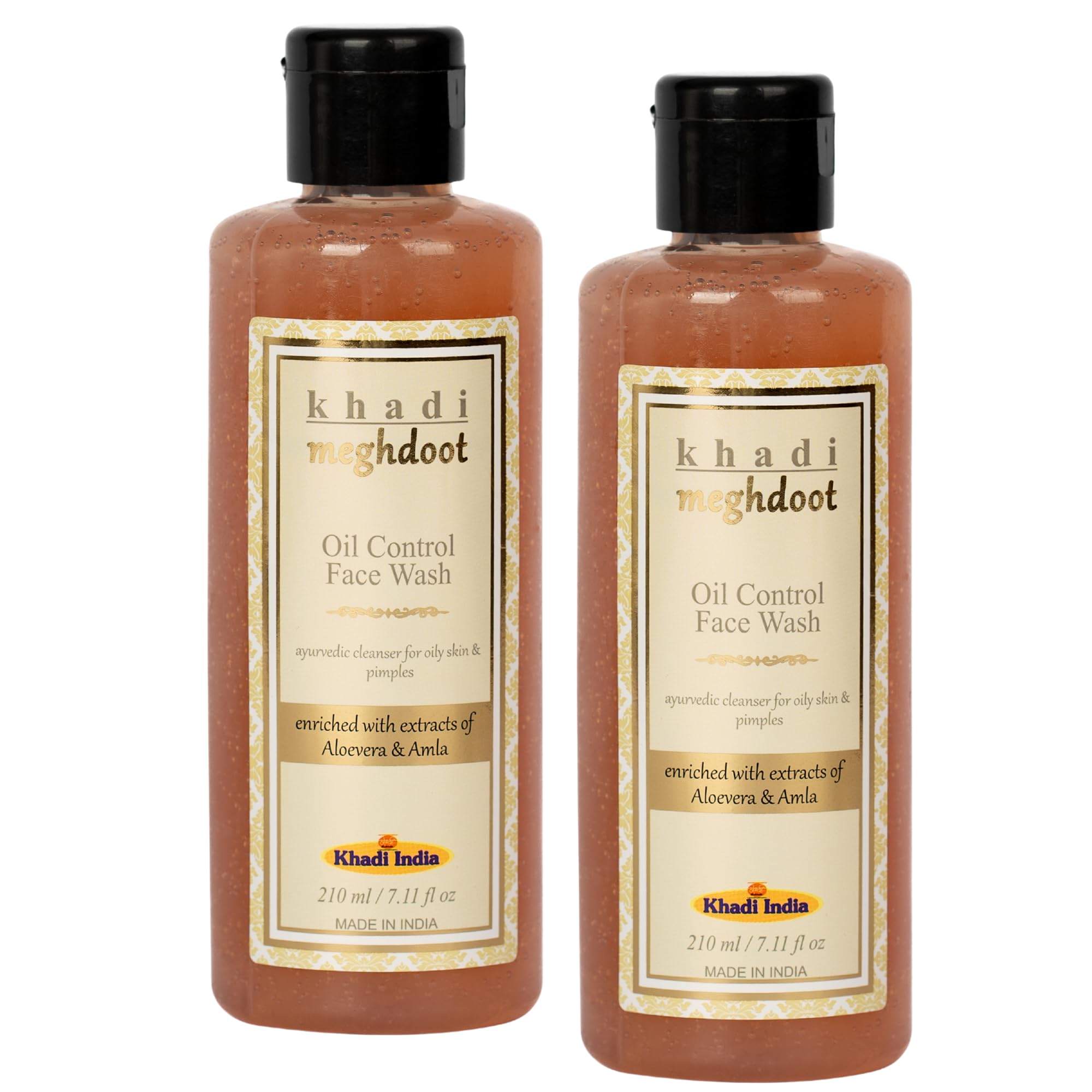 Khadi Meghdoot Oil Control Face Wash 210ml (Pack of 2) - Natural Ayurvedic Cleanser for Oily & Acne-Prone Skin - Deep Cleansing & Pore Minimizing - Perfect for Daily Skincare Routine
