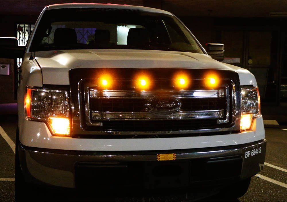 4-Piece Ford SVT Raptor Style LED Amber Grille Light Kit - Universal Fit for Trucks & SUVs - Off-Road, Night Driving & Custom Styling Upgrade