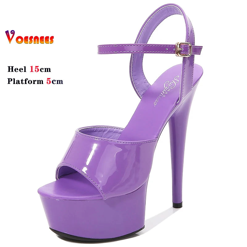15CM Stiletto Waterproof Platform Sandals for Women - Sexy High Heel Stripper Shoes, Wedding Party Heels, Size 43 - Perfect for Nightclubs, Performances and Special Occasions