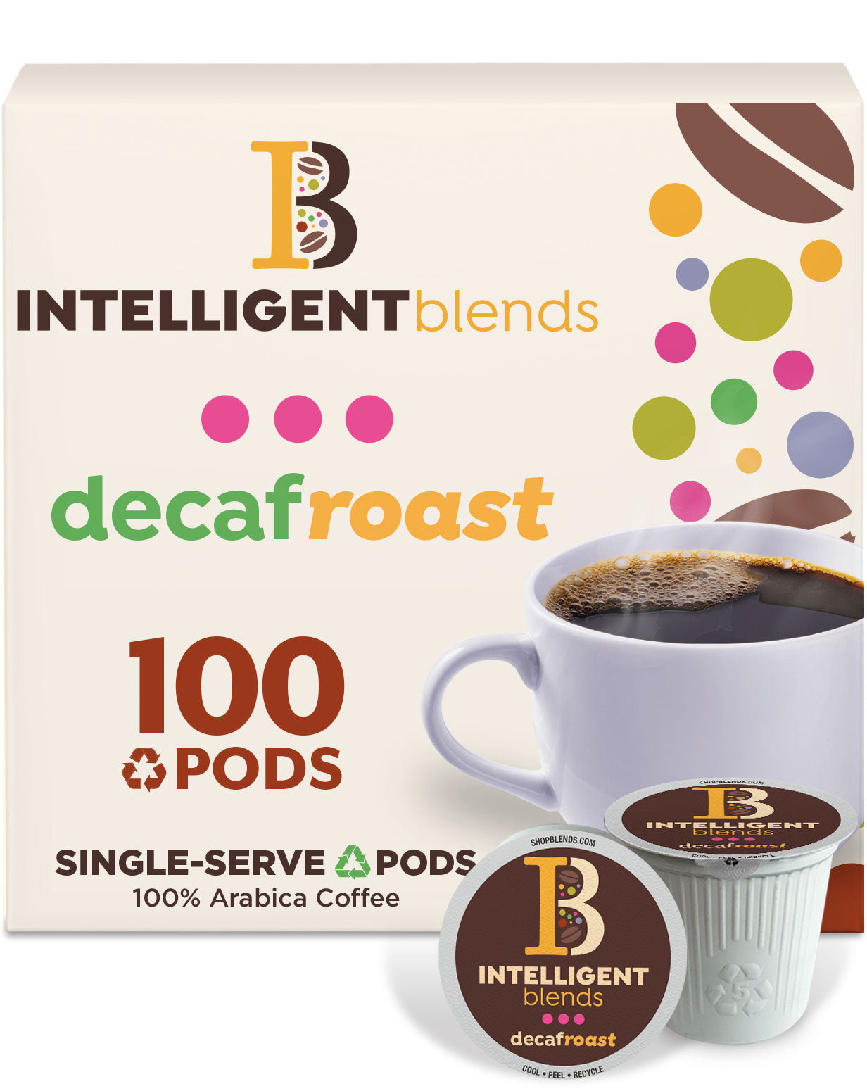 Premium Decaf Roast Coffee Pods by Intelligent Blends - Compatible with Keurig 2.0 - Perfect for Home & Office Use