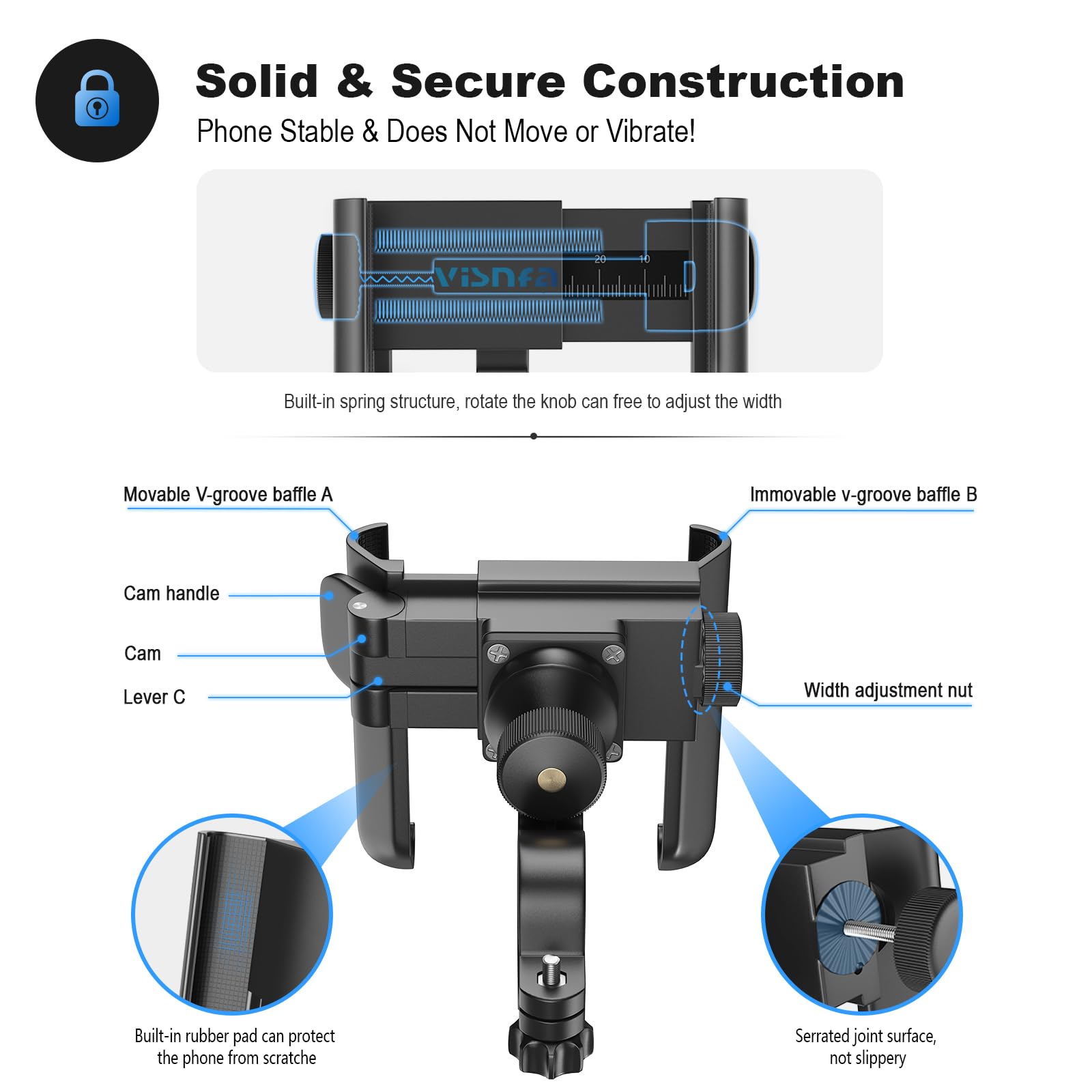 360° Rotatable Bike Phone Mount for Smartphones 3.5-7