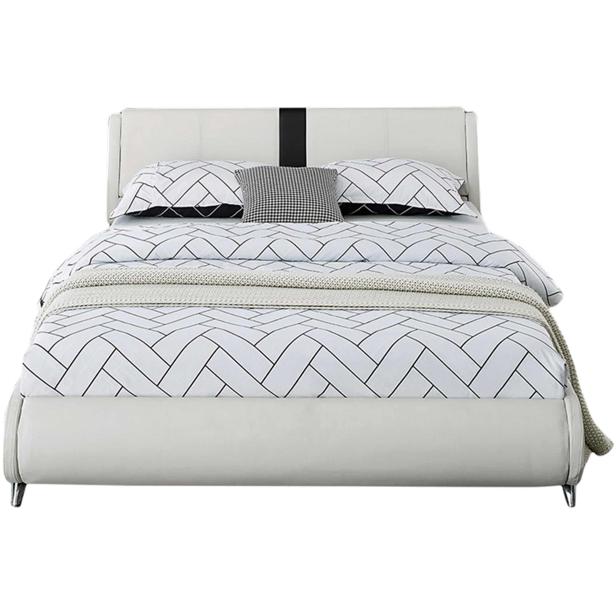 Camden Isle Carlton King Size Platform Bed with 2 Nightstands in White - Modern Bedroom Furniture Set for Master Bedroom & Guest Room