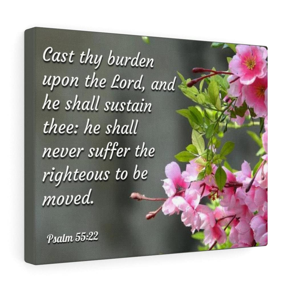 Christian Wall Art with Bible Verse - Psalm 55:22 Scripture Print Ready to Hang | Express Your Love with Inspirational Home Decor | Perfect for Living Room, Bedroom & Church Gifts