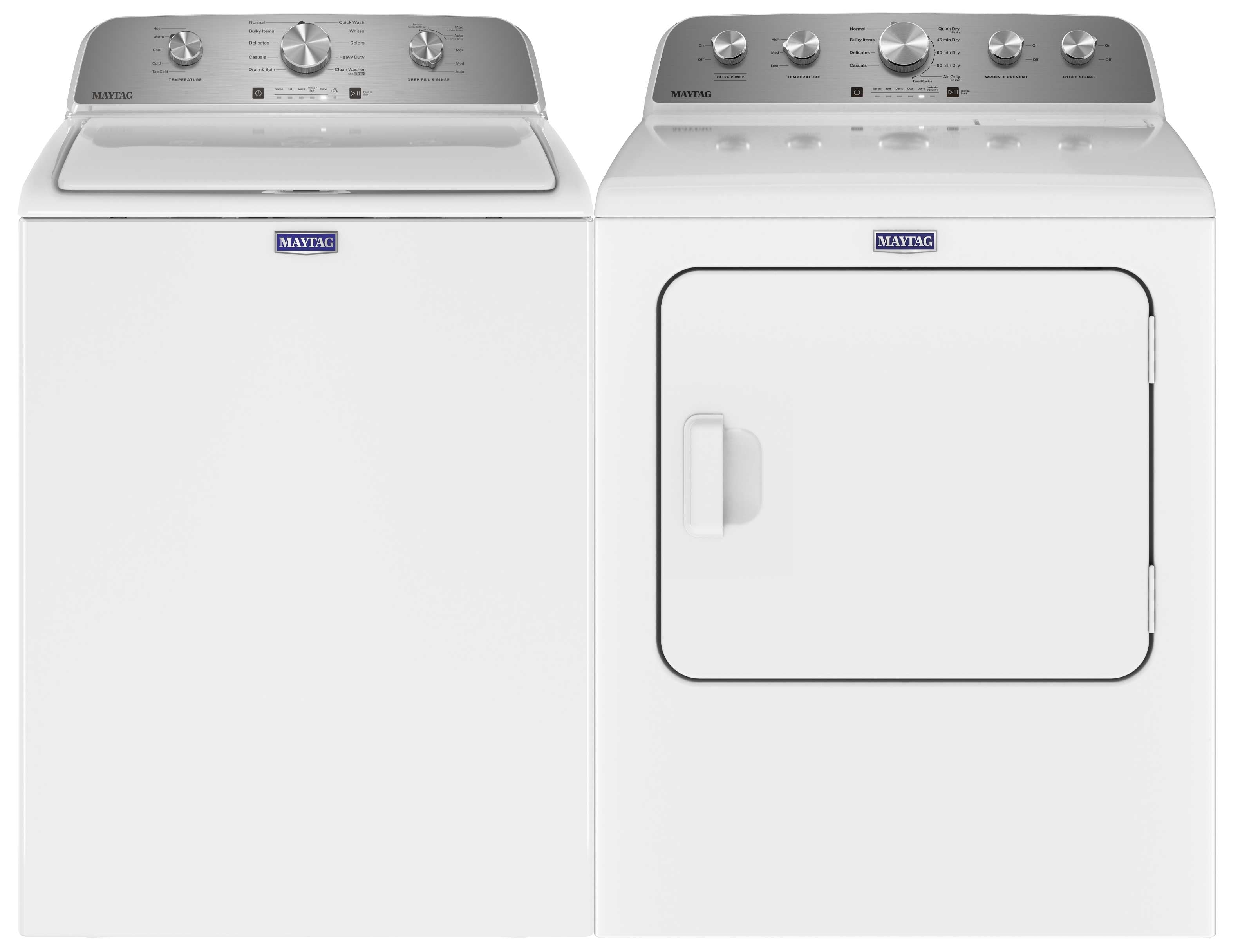 Maytag 5.2 cu. ft. White Top Load Washer & 7.0 cu. ft. Electric Dryer Set - MVW4505MW/YMED5030MW - High Efficiency Laundry Pair for Large Families & Heavy Loads - Perfect for Home, Apartment & Laundry Room Use