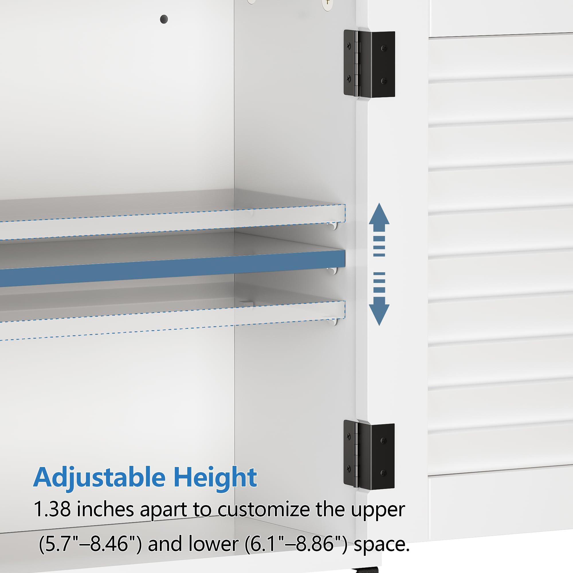 White Medium Size Bathroom Medicine Wall Cabinet with Louver Doors & Towel Bar - Wall Mounted Hanging Storage Organizer for Bath Essentials, Toiletries & First Aid Supplies - Perfect for Small Bathrooms, Apartments & Vanity Areas