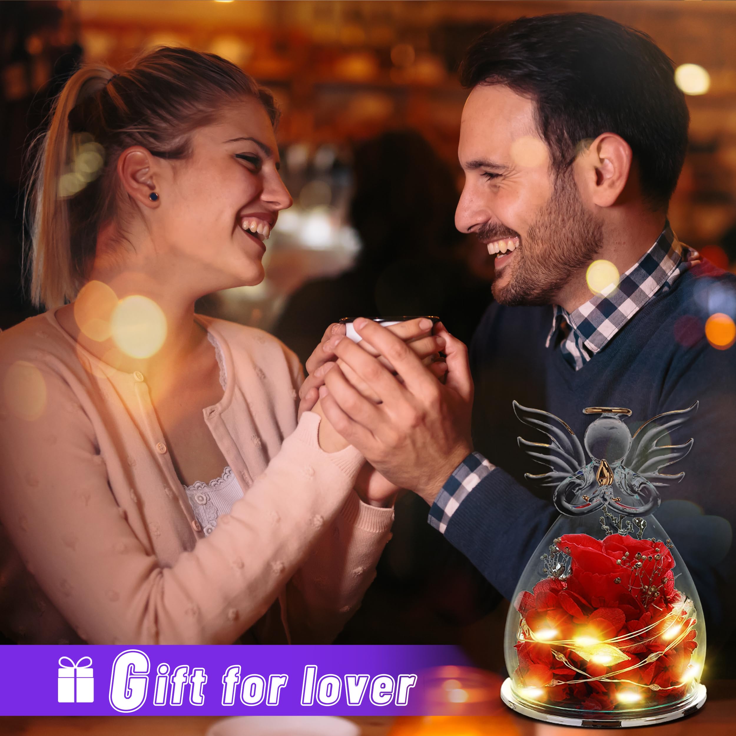ANLUNOB Preserved Rose Gift with LED Light - Eternal Flower for Mother's Day, Anniversary, Birthday, Valentine's Day - Perfect Gift for Mom, Girlfriend, Wife, Grandma - Romantic Home Decor & Keepsake