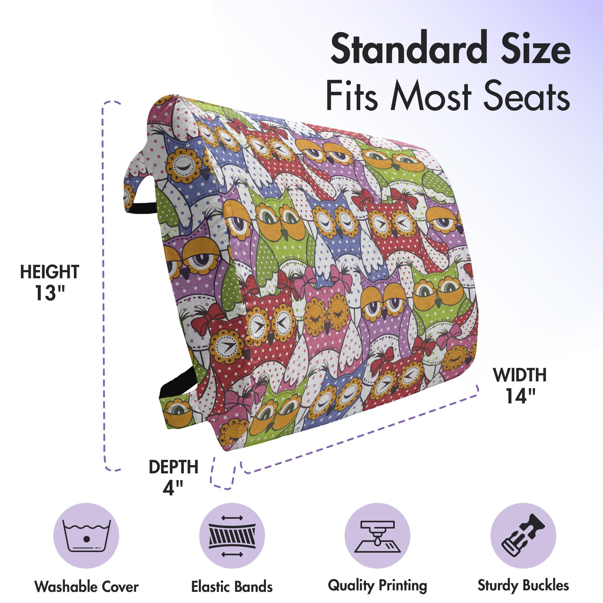 Ambesonne Owl Lumbar Support Pillow - High Density Foam Back Cushion for Office Chair & Car Seat - 14