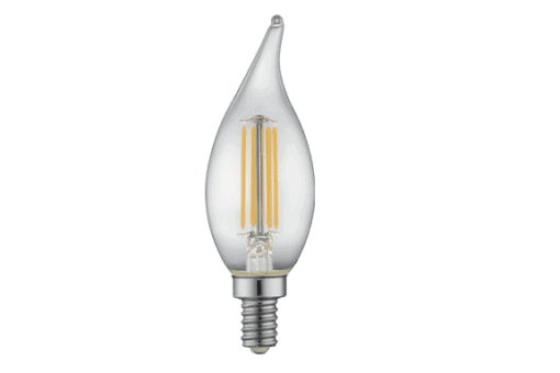 TCP FF11D2527E12SCL95 LED Candelabra Bulb 25W 2700K Warm White Flame Tip Clear Light Bulb for Chandeliers, Ceiling Fans, and Decorative Lighting