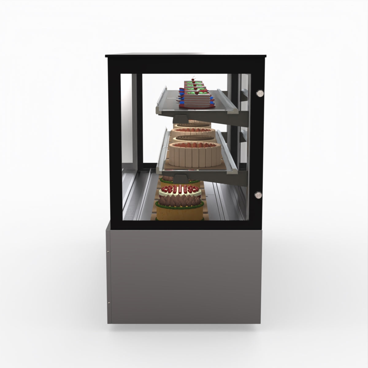Bonvue SG180FA Commercial Refrigerated Display Case - Dual Glass Door Merchandiser for Deli, Bakery & Grocery - Perfect for Supermarkets, Convenience Stores & Cafes