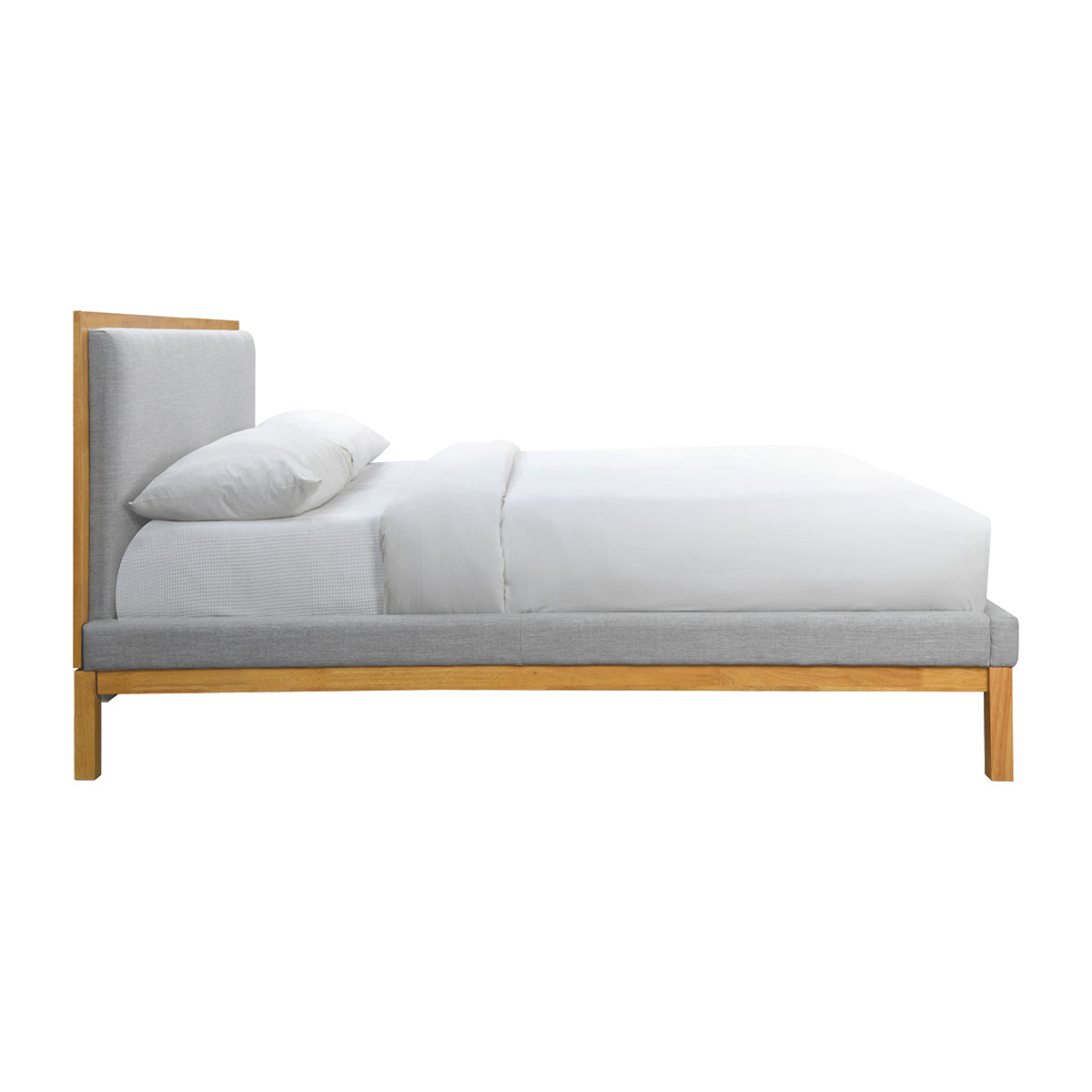 Amelia Queen Size Bed Frame - Solid Oak Wood with Light Grey Finish - Perfect for Modern Bedrooms and Guest Rooms
