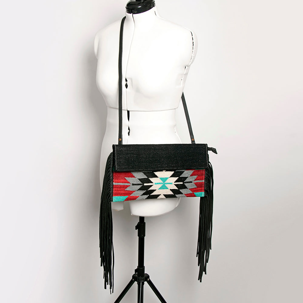 Authentic Leather Western Crossbody Bag for Women - American Darling ADBG1128B Hand-Tooled Saddle Blanket Design - Perfect for Cowgirl Style, Rodeo Events & Everyday Use