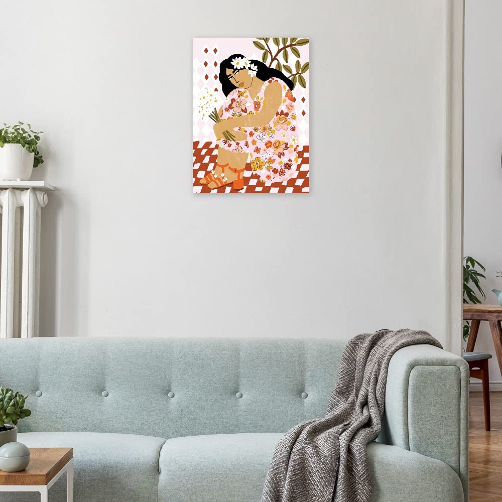 Boho Lady Canvas Wall Art - Hand Painted Fine Art Decor by Alja Horvat - 15x20 Inches Ready to Hang - Perfect for Living Room, Bedroom, Office & More - Modern Home & Office Wall Decor