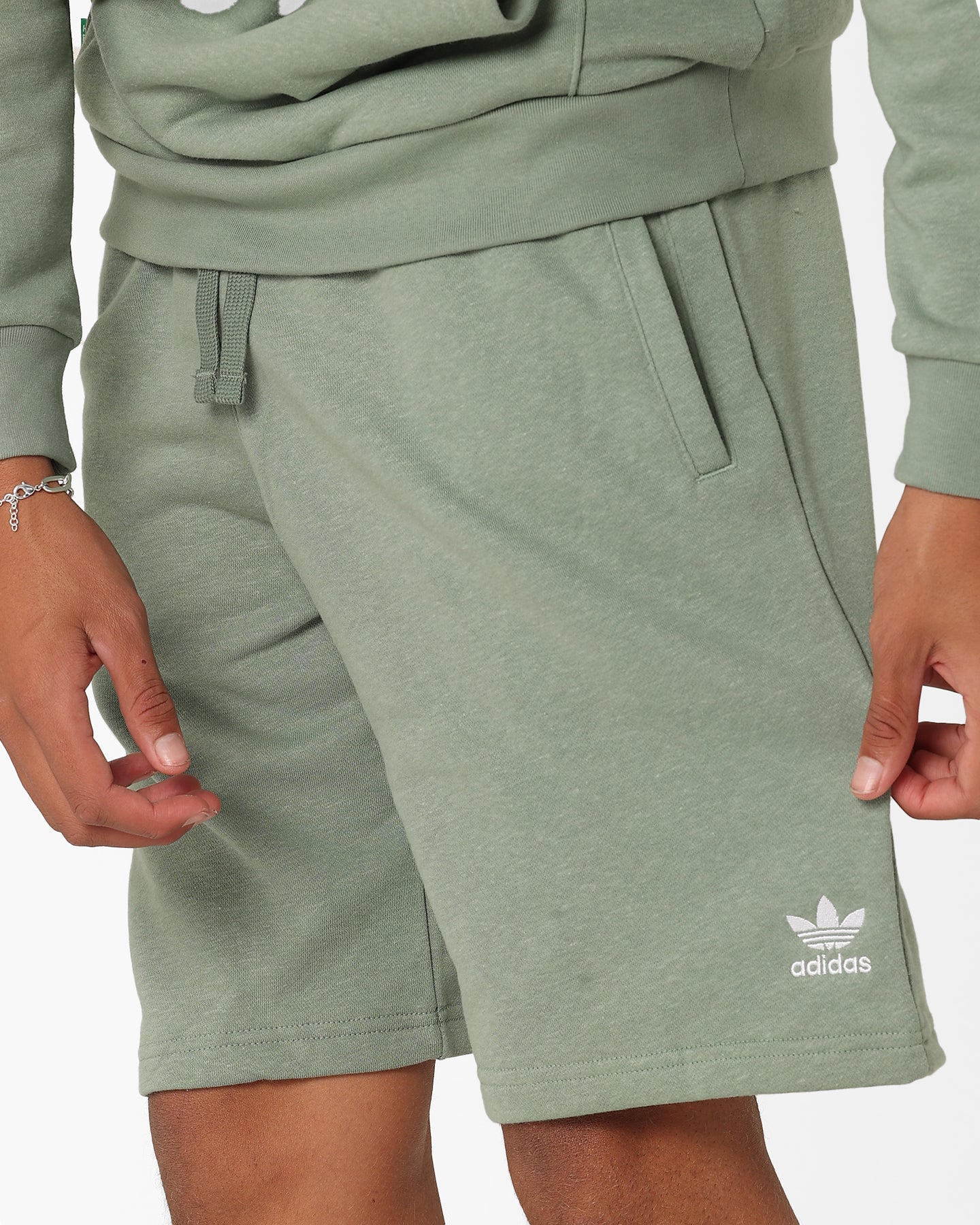 Adidas Essentials+ Hemp Shorts for Men - Breathable Athletic Running Shorts with Pockets, Silver Green - Perfect for Gym, Workout & Casual Wear