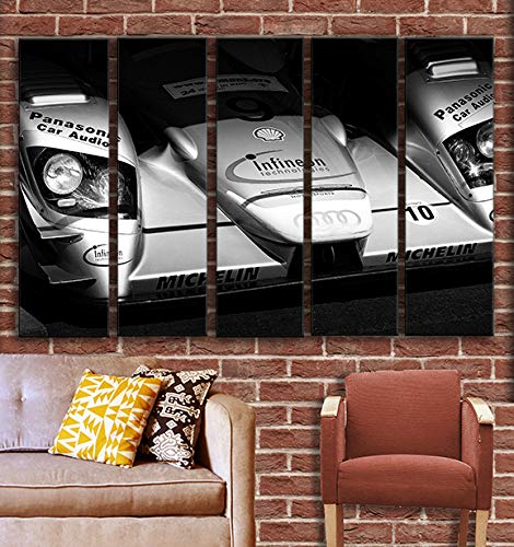 5-Piece R8 Le Mans Race Car Wall Art Canvas Print Set - 35x55 Inch Sports Car Theme Wall Decor for Living Room, Garage & Showroom