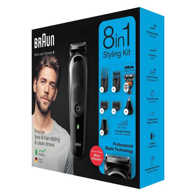 Braun All-in-One Trimmer 5 - Multi-Grooming Kit for Face, Hair & Body | Precision Trimming for Beards, Head Shaving & Body Grooming | Perfect for Travel & Home Use