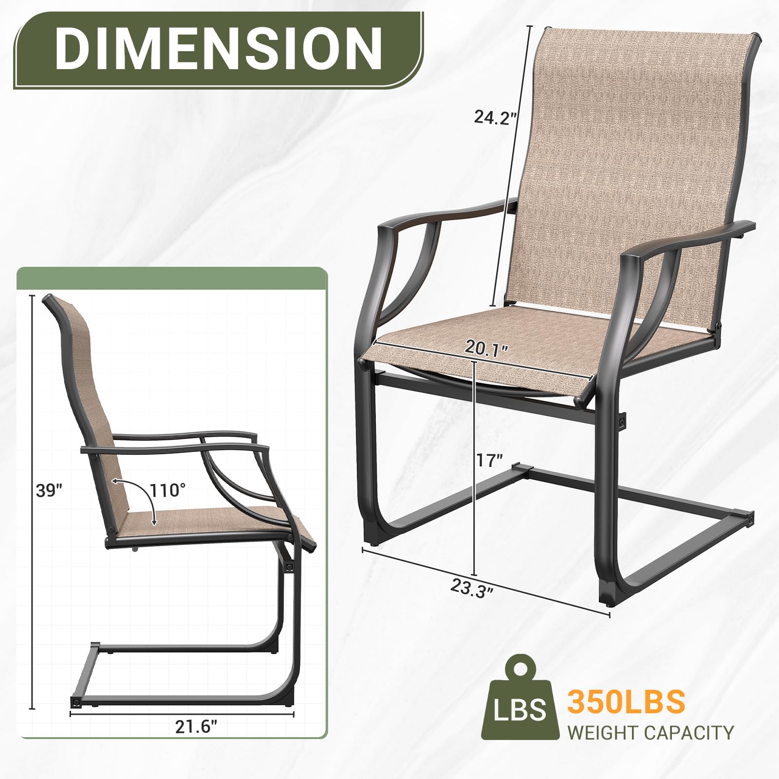 Amopatio 2-Piece Patio Chair Set - All-Weather Outdoor Dining Chairs, Breathable Garden Furniture for Backyard, Deck, or Poolside - Light Brown - Perfect for Outdoor Entertaining and Relaxation